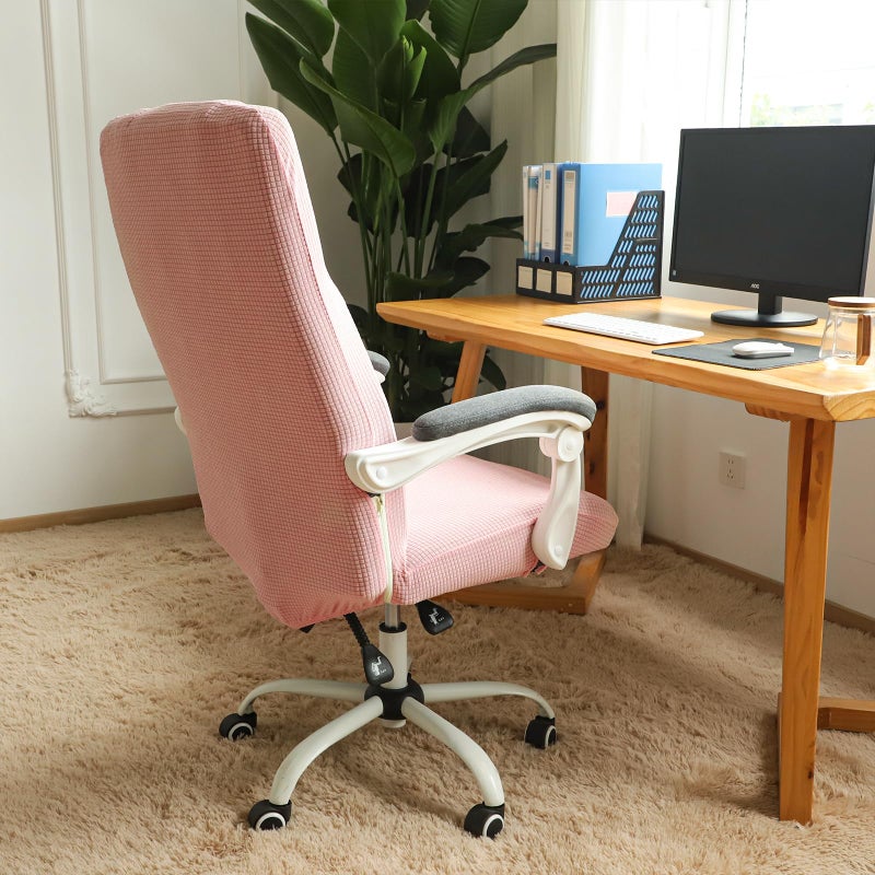 FORCHEER Large Office Chair Covers Stretchable XL Office Chair Cover, Big and Tall Computer Chair Covers (Large,Pink) - Image 3